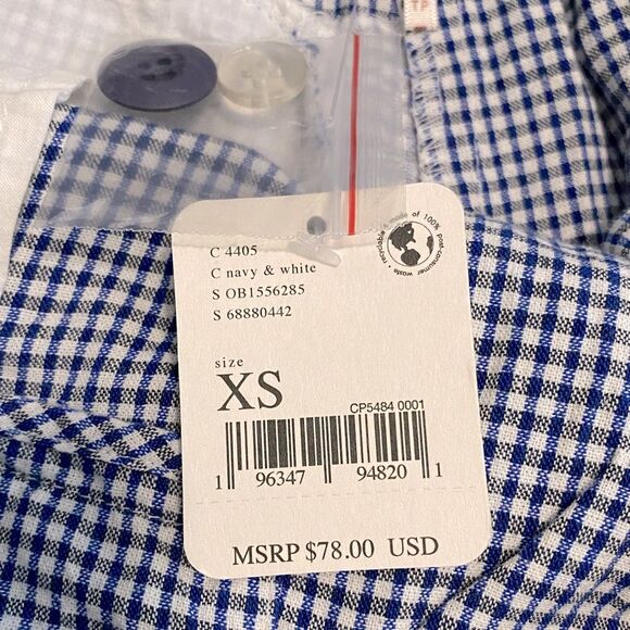 Free People NWT Kate Plaid Straight Leg Navy Size XS - Picture 13 of 13